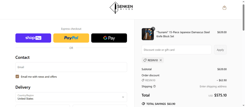 Senken Knives Coupon Code - Enjoy 15% Off at Checkout